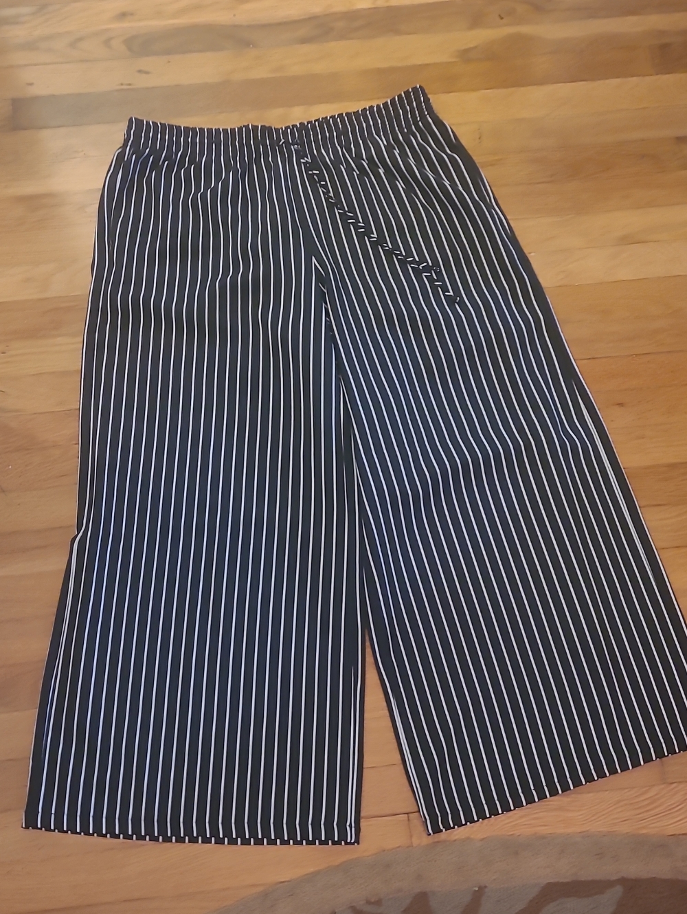 Lauren Ralph Lauren Black Wide-Leg Pinstripe Pull-On Pants